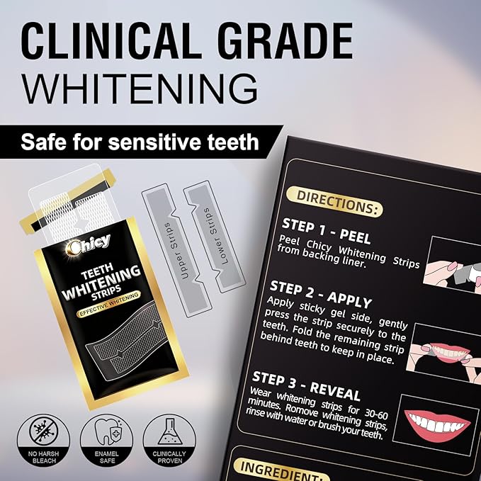 Teeth Whitening Strips 14 Treatments - Whitening Strips Fast Remove Smoking Coffee Wine Stains Teeth Whitening Kit Pack of 28 Non-Slip Strips