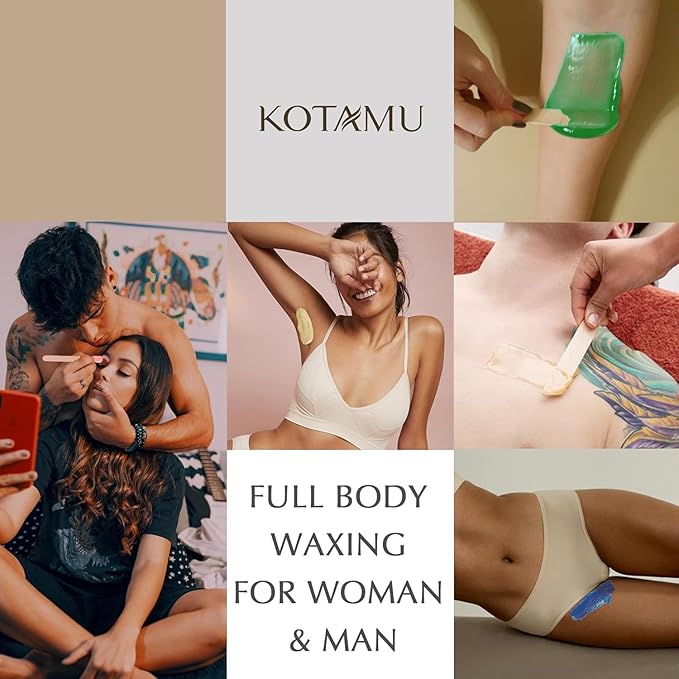 KOTAMU Hard Wax Beads 6 Packs Waxing Beads for Hair Removal- Facial Bikini Brazilian Leg Sensitive Skin Full Body- Stripless Wax Beans Kit for Coarse &amp Fine Hair Ideal for Women Men Home Salon U