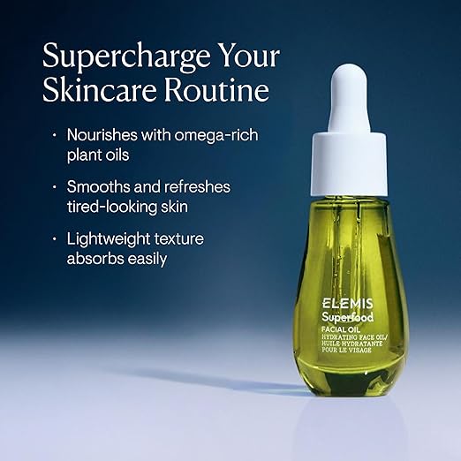 ELEMIS Superfood Facial Oil - Antioxidant-Rich Nourishing Serum Radiance-Enhancing Lightweight Skin Elixir Hydration Booster Non-Greasy Botanical Blend - 15ml