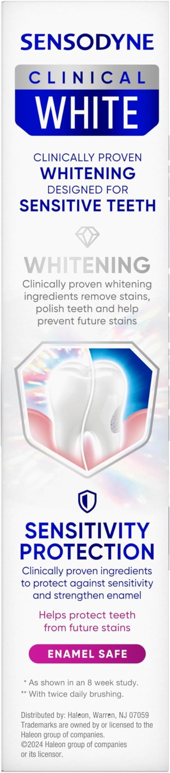 Sensodyne Clinical White Toothpaste Clinically Proven Whitening for Sensitive Teeth Stain Protector 3.4 oz x 3