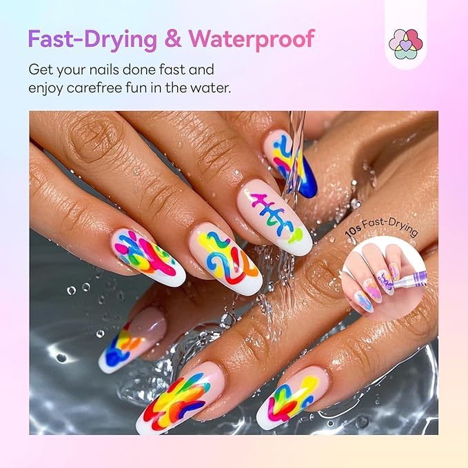 SAVILAND Essentials Nail Art Pens Set: 48 Colors Quick-Drying 3D Nail Polish Pens Acrylic Paint Markers for Nail Art Painting Drawing Liner Brush Dotting Tools Kit for Home DIY &amp Salon Manicure