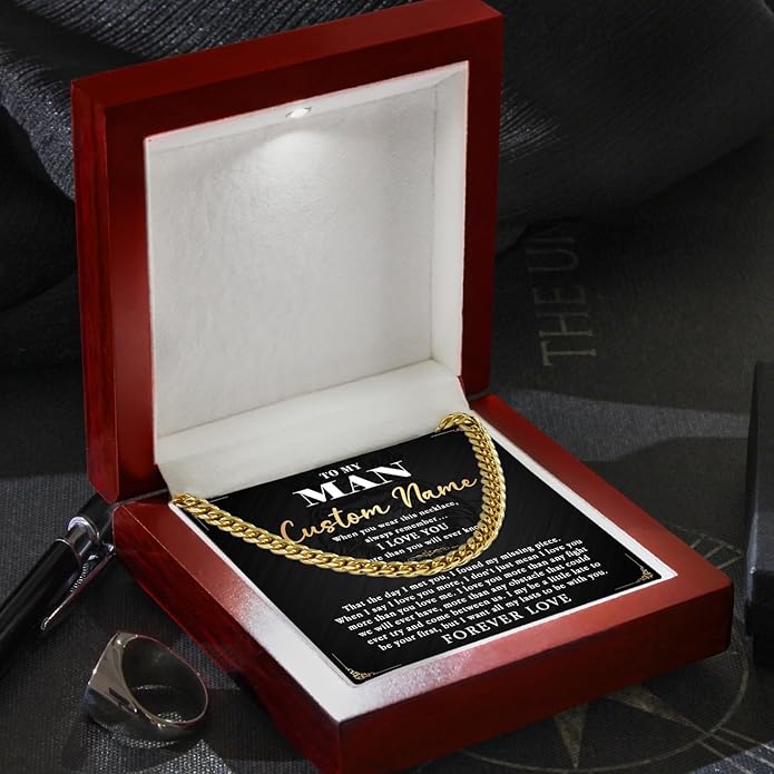 To My Man Necklace Custom Cuban Chain Necklace Gift For Husband Valentine Gift For Men Anniversary Birthday Gift For Him Husband Necklace From Wife Boyfriend Jewelry From Girlfriend