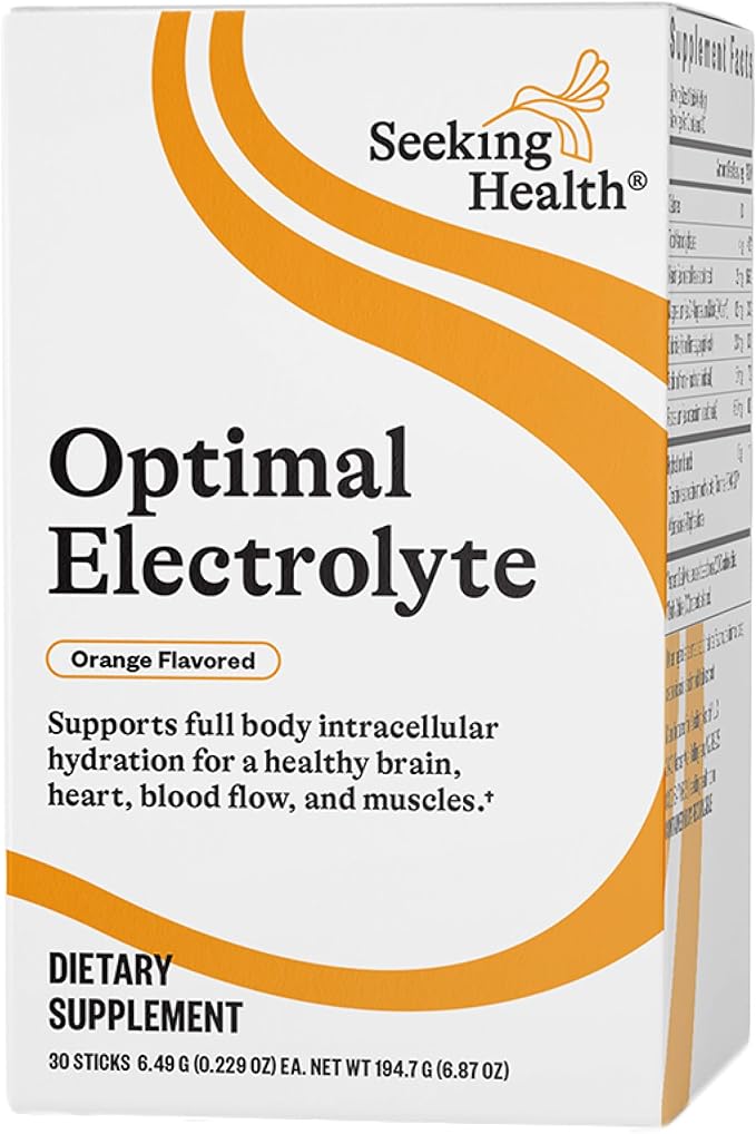 Seeking Health Optimal Electrolyte Sticks - Electrolyte Drink for Hydration Heart &amp Muscle Recovery??Support - Supports active Lifestyle - Vegan Gluten-Free &amp Non-GMO - Orange Flavor 30 Sti