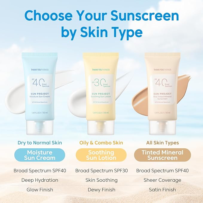 THANKYOU FARMER Sun Project Rice Tinted Mineral Sunscreen SPF40 Broad Spectrum - Korean Face Sunscreen with Zinc Oxide - Tinted SPF with No White Cast Dermatologist-Tested - 1.69 fl oz