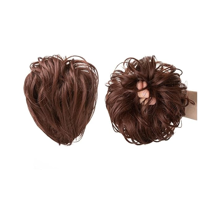 Hair Chignon Straight Hair Bun Hair Pieces Synthetic Messy Bun with Elastic Rubber Band Ponytail Extension Women Hair Accessories Hair Pieces For Women(Dark auburn)