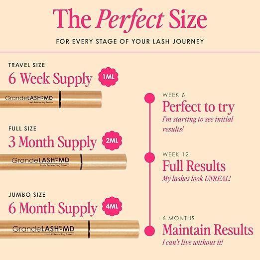 Grande Cosmetics GrandeLASH-MD Lash Enhancing Serum - Peptide &amp Vitamin Infused Formula for Longer Thicker Fuller Looking Lashes - Ophthalmologist Tested Cruelty-Free