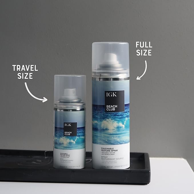 IGK Beach Club Texture Spray for Hair Travel Size | Instant Volume Texture and Hold | Salt-Free Non-Drying Finishing Spray | Vegan + Cruelty-Free | 1.7 Fl Oz (Pack of 2)