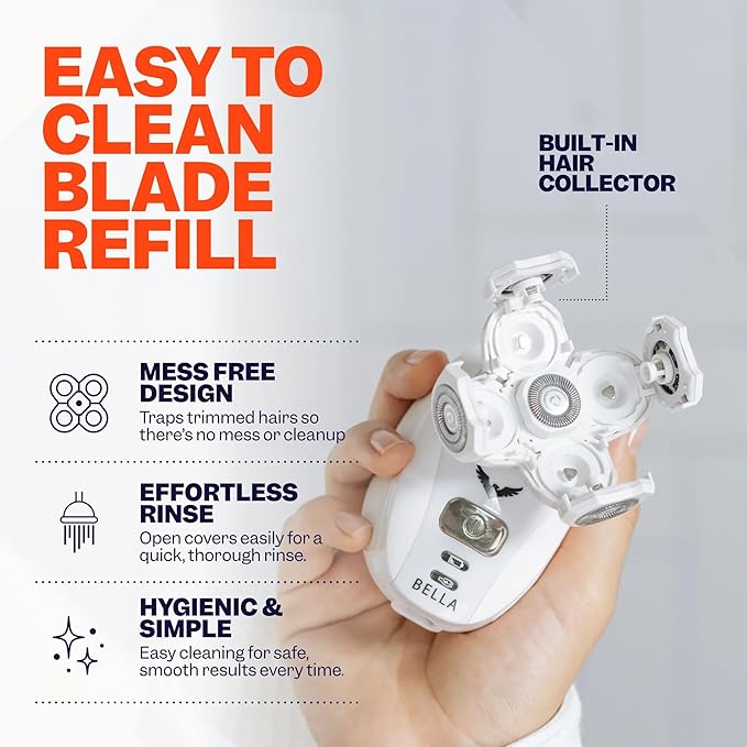 Freebird FlexSeries BodySmooth Rotary Blade Refill for Women - Gentle Shave for Sensitive Skin 5 Contouring Heads 50+ Shaves Mess-Free Cleanup