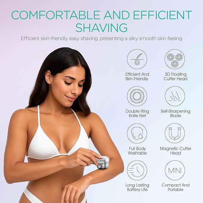 VOYOR Electric Razors for Women 3D Floating Blade Shaver for Women Electric Shaver for Legs Bikini and Body Facial Hair Remover Women's Shavers Waterproof Women's Grooming ES310 (Gold)