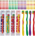 SmartSmile 72 Pcs Bulk Kids Toothbrushes Individually Wrapped - Assorted Colors with Animal Paw Prints - Popular Dental Office Patient 21-542