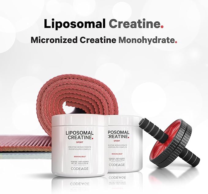 Codeage Liposomal Creatine Powder Supplement Pure Creatine Monohydrate 5000mg Pre Workout &amp Post Workouts - Unflavored Creatine Micronized Creatine Powder - Creatinine for Sports - 30 Servings