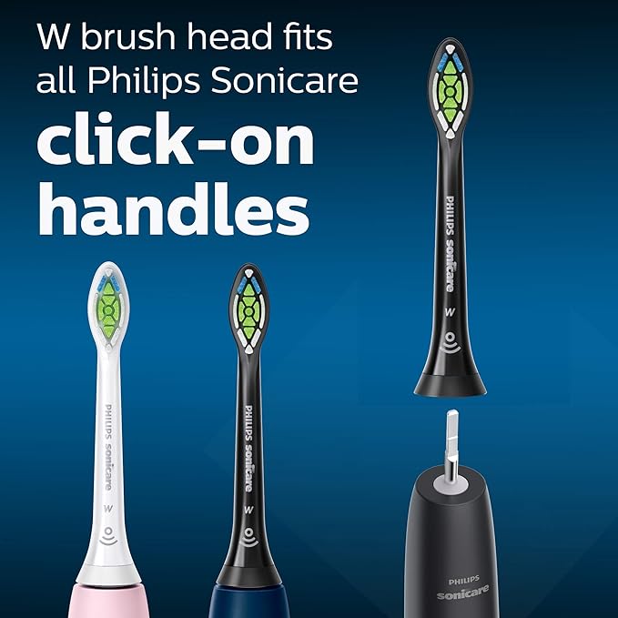 Philips Sonicare W DiamondClean - Genuine Replacement Electric Toothbrush Heads Black 2 Pack HX6062/95