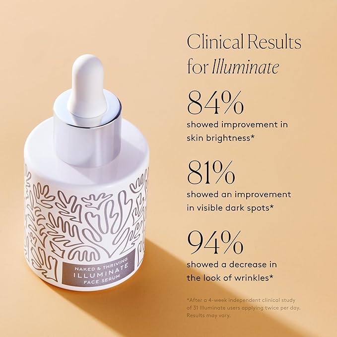 Naked &amp Thriving Super Glow Duo | Illuminate BC+ Serum (30 mL) + Rejuvenate Restorative Face Oil (35 mL) with Argan Oil Sea Buckthorn Oil Bakuchiol and Vitamin C (Set of 2)
