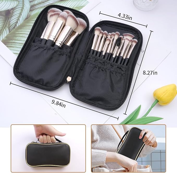 MAGEFY Makeup Brushes 22 Pcs Professional Premium Synthetic Makeup Brush Set with Case Foundation Eyeshadow Brush Travel Make up Brushes Set (Blackgold)