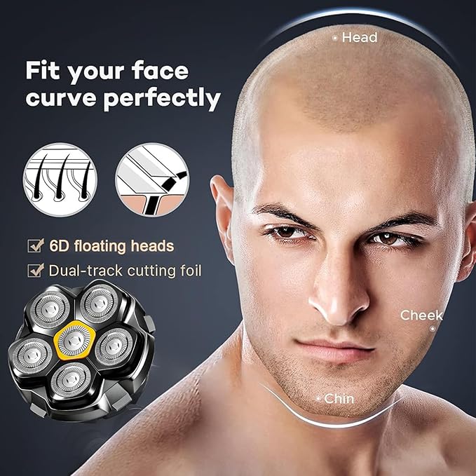 6 Blade Magnetic Replacement Shaving Heads Compatible with 6D Blade Head Compatible with Head Shavers for Bald Men3Pack Travel Size