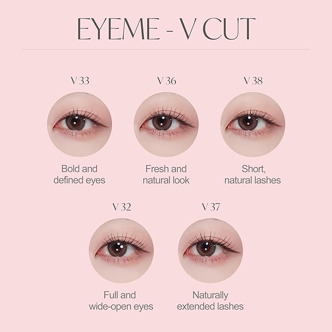 EYEME Cutting Eyelash NO.V32 ? 5 Set Pack Customizable Cluster Lashes with Layered Short &amp Long Fibers for a Soft Romantic Look Lightweight &amp Flexible K-Beauty