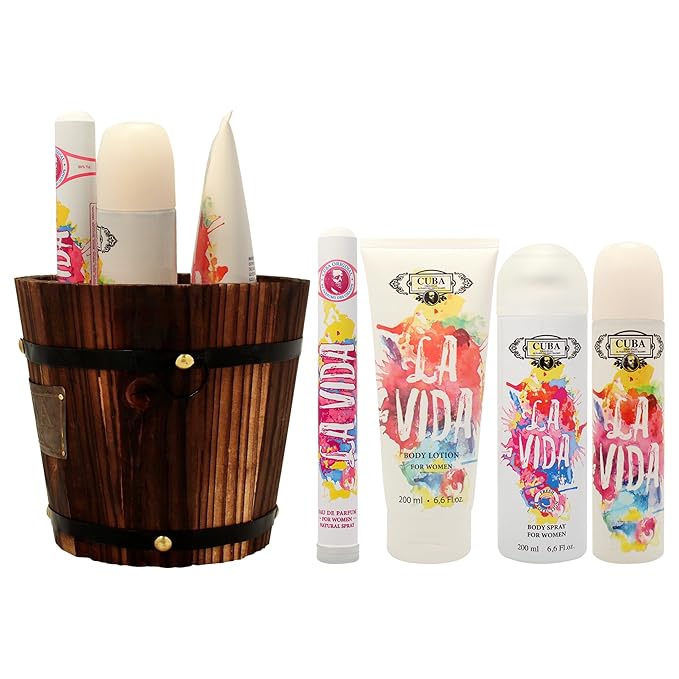 Cuba La Vida for Women - 4 Pc Gift Set 3.3oz EDP Spray 1.17oz EDP Spray 6.6oz Body Spray 6.6oz Body Lotion