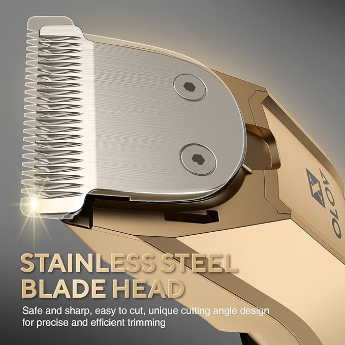 Men's Beard Trimmer- All-in-One Trimmer with Precision Dial - Premium Facial Hair Groomer - Adjustable 20 Length Setting USB Recharge Dock Cordless Waterproof Wet/Dry Clipper Gold