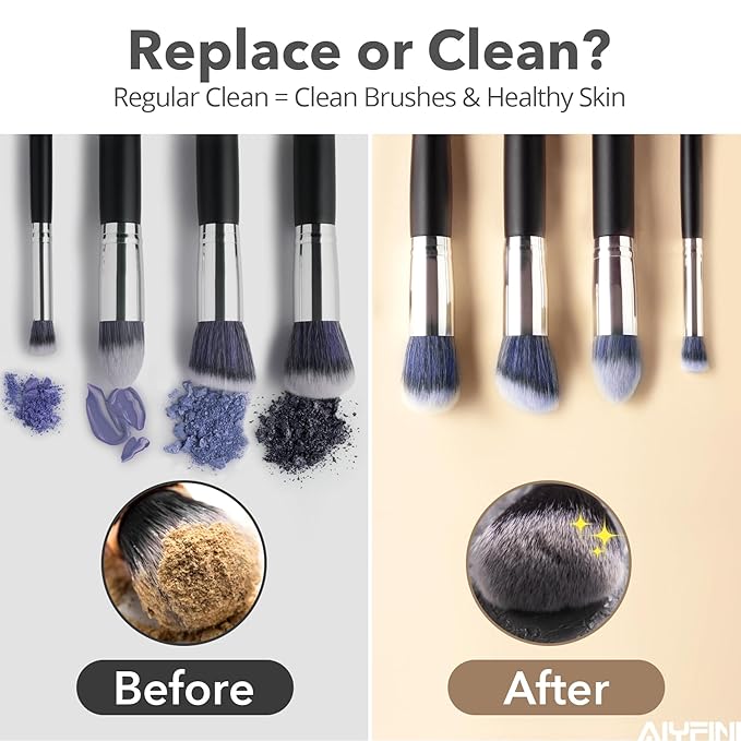 Alyfini Makeup Brush Cleaner Machine - Electric Make up Brushes Cleaner Cleanser Professional Tool for Kabuki Foundation Liquid Powder Face Makeup Self Tanner BrushGifts for Women Stocking Stuffers