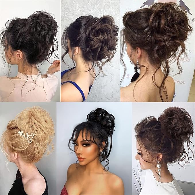 EARSHOT Hair Buns Hair Piece Synthetic Bun Hair Clips Messy Bun Ponytail Extensions Wavy Curly Bun Claw Clips Wigs for Women Hair Bun Hair Accessories For Girls (Color : 1Pcs-09)
