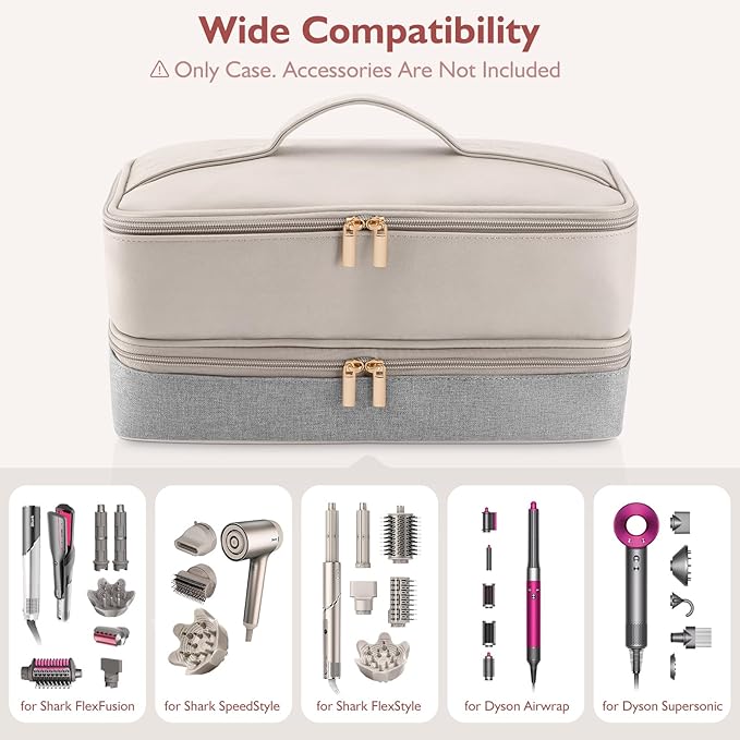 Travel Carrying Case for Hair Dryer Shark Flexstyle FlexFusion Airwrap Brush Double-Layer Hair Accessories Tools Storage Bag for Revlon Hairdryer Styler Organizer