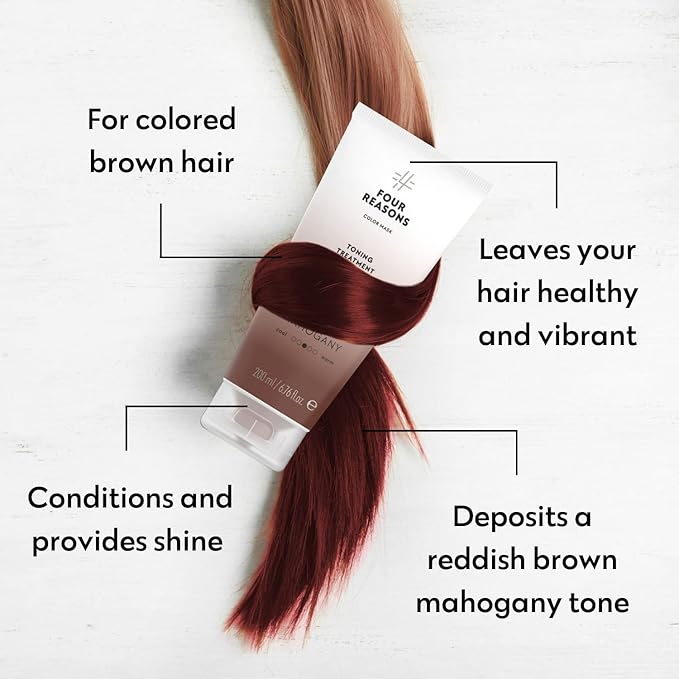 Four Reasons Color Mask - Mahogany 27 Colors) Toning Treatment Color Depositing Conditioner Tone &amp Enhance Color-Treated Hair - Semi Permanent Hair Dye Vegan and Cruelty-Free 6.76 fl oz