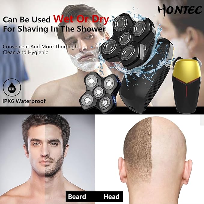 Revolutionary Upgrade Bald Men's 4-in-1 Electric Head Shavers Cordless Comfortable IPX7 Waterproof m Wet/Dry Use Equipped with Clippers Trimmers &amp Cleansing Rechargeable for Smooth Shave