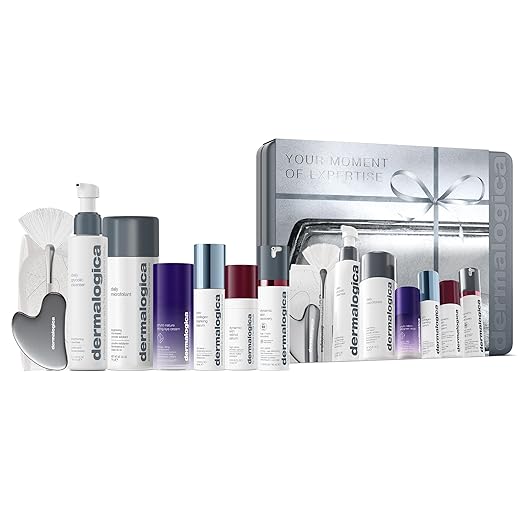 Dermalogica Your Moment of Expertise ? Expert Level Skin Care Routine Set Includes 6 Products Headband Gua Sha Fan Brush