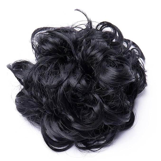 Hair Accessories 80cm Women's Synthetic Bun Messy Bun with Elastic Band Hair Bun Curl Wig Ponytail Extension Hair Extensions Wig Hair Pieces For Women(Dark black)