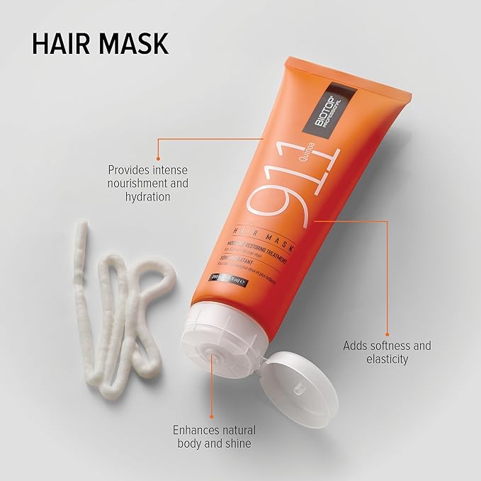 Biotop Professional 911 Quinoa Hair Mask - Repairing Hair Mask Treatment For Dry or Extremely Damaged Strands - Color Safe &amp Cruelty Free Hair Care - (8.45 oz/250ml)