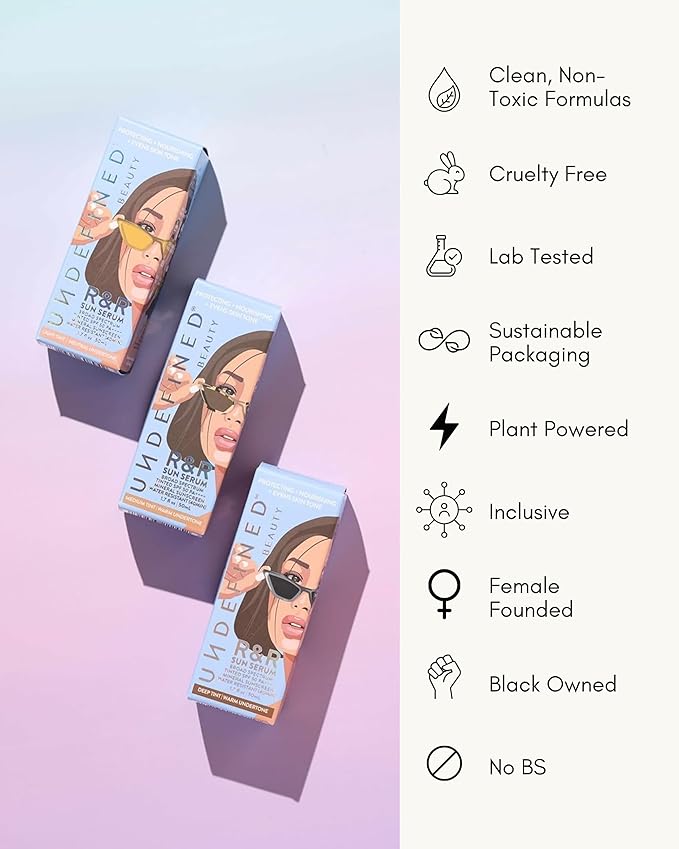 Undefined Beauty R&ampR Sun Serum SPF 50 PA++++ Tinted Mineral Sunscreen with Niacinamide Water Resistant Broad Spectrum Protection &amp Blue Light Defense (Light Tint)