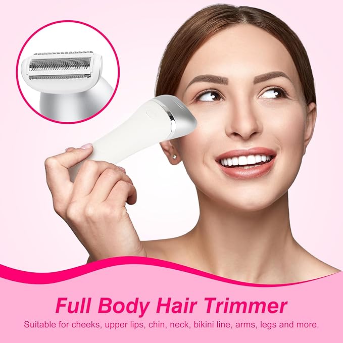 7 in 1 Bikini Trimmer and Shaver Kit for WomenLady Hair Removal Epilators for Leg Face Arm Bikini Armpit Public Hairs IPX6 Wet and Dry Use Cordless Rechargeable Whole Body Trimmer and Shaver Kit