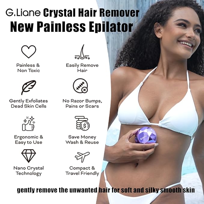 Crystal Hair EraserPainless Nano Hair Remover ExfoliationGentle and Efficient Glass Hair Removal Device Without WaxingNatural Epilator for Women and Men(Violet)