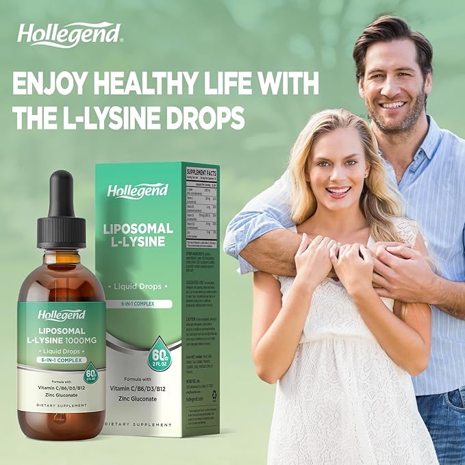 Liposomal L-lysine 1000MG Liquid Drops Lysine Supplement for Women &amp Kids with Vitamin C B6 D3 B12 &amp Zinc Gluconate Skin &amp Lip Health Immune &amp Collagen Production Support Lemon