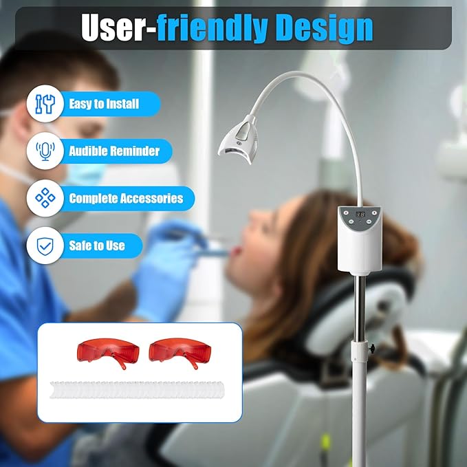Zoom Teeth Whitening Lamp Professional Machine Light with 4 LED Bulbs &amp Remote Control Dental Adjustable up to 19.68in Timer 5-30 Mins for Home and Clinic Use