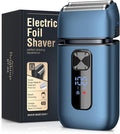Brightup Foil Shaver Electric Razor &amp Shavers for Men with Trimmer[150 Min Runtime] IPX6 Waterproof Double Floating Blades for Shaving Face Cordless/Type C Rechargeable/Travel Lock/LED Display