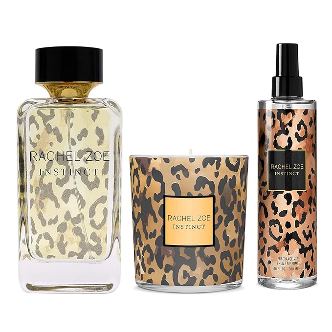 Rachel Zoe Instinct Gift Set - Gift Set For Women - Eau De Parfum Perfume Soy Wax Jar Candle And Body Spray For Women - Fragrance Gift Set - 3 pc