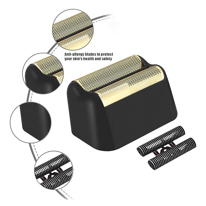 2 Pack Professional 5 Star Series Finale Shaver Replacement Foil and Cutter Bar Assembly Compatible With Wahl Shaver Foil 7031-100 7043-100 Super Close Shaving Replacement Heads(Black)