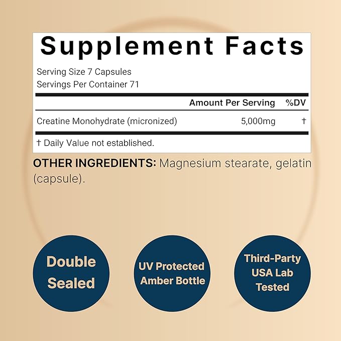 NatureBell Creatine Monohydrate Capsules 5000mg Per Serving 500 Count | Micronized Unflavored Creatine Pills | Pre-Workout &amp Muscle Strength Support | Easy to Swallow Filler-Free | 71 Servings