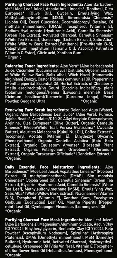 Brickell Men's Daily Elite Face Care Routine II Toner Charcoal Facial Wash Face Scrub Anti-Aging Night Cream Eye Cream Charcoal Mask and Moisturizer Natural and Organic Scented