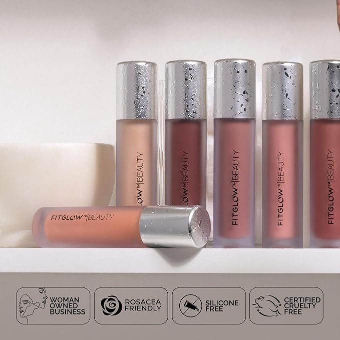 FITGLOW Beauty Lip Colour Serum | Hydrating Lip Gloss | Plumping Anti-Aging Lip Treatment | Natural Shine with Pomegranate Sterols &amp Collagen | Buildable Color for Dry Chapped Lips | Gospel - 10g