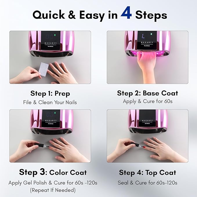 Makartt UV LED Nail Lamp with Handle for Gel Polish ? Fast Curing UV Light Nail Dryer with 42 Beads 4 Timers Cordless Rechargeable Lamp LCD Touchscreen &amp Smart Sensor(Gradient Purple)