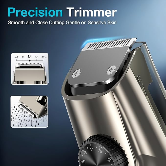 Vacuum Beard Trimmer for Men New Version Adjustable Precision Trimming Length with 2 Comb Electric Cordless Vacuum Trimmer for Beard Waterproof and Rinses Easy Blades for Skin fit