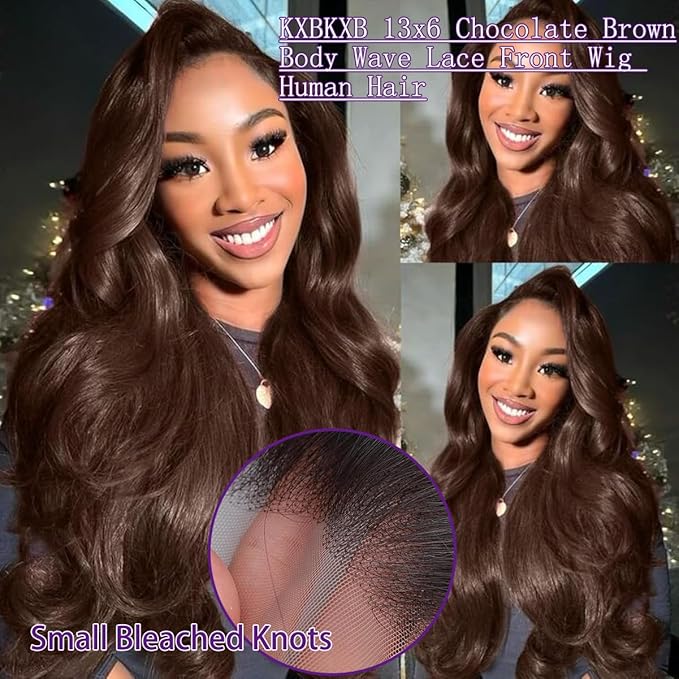 34 Inch Chocolate Brown Lace Front Wig Human Hair 220 Density 13x6 Hd Body Wave Lace Front Wigs Human Hair Pre Plucked Colored Frontal Wigs Human Hair Brown Wigs Human Hair Wigs for Women