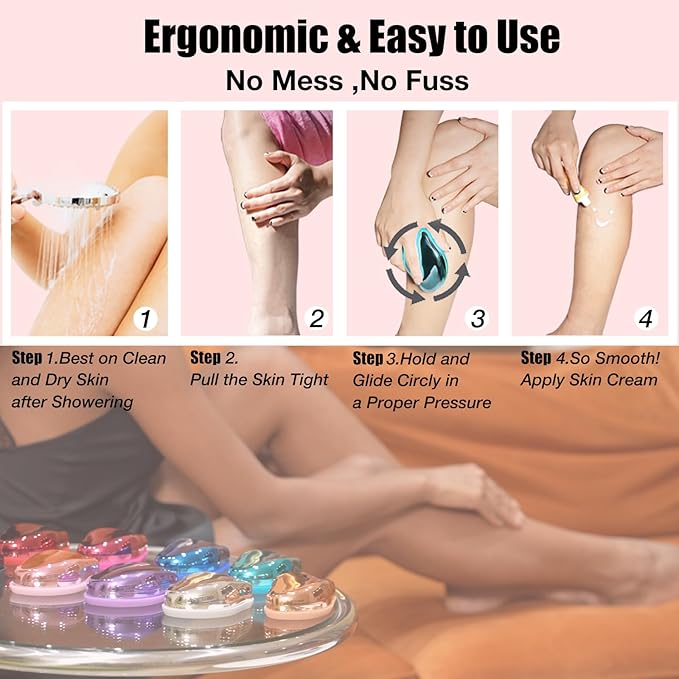 Crystal Hair EraserUpgrade Crystal Hair RemoverPhysical Nano Glass Hair Removal DevicePainless Epilator and Exfoliator Without Shaver for Quick Soft Silky Skin(Ocean Blue)