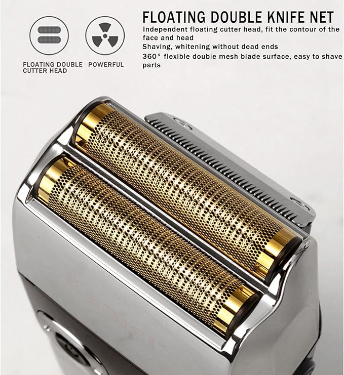 KEMEI Electric Razors for Men LCD Display Cordless Men's Razors USB Rechargeable with Pop-up Beard Trimmer Best Worldwide Travel Gift Model KM 2028 Silver