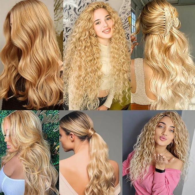 26 26 26 inch Honey Blonde Bundles 613 Deep Wave Bundles Human Hair Blonde Bundle Two Tone 613 and 27 Bundle 300g