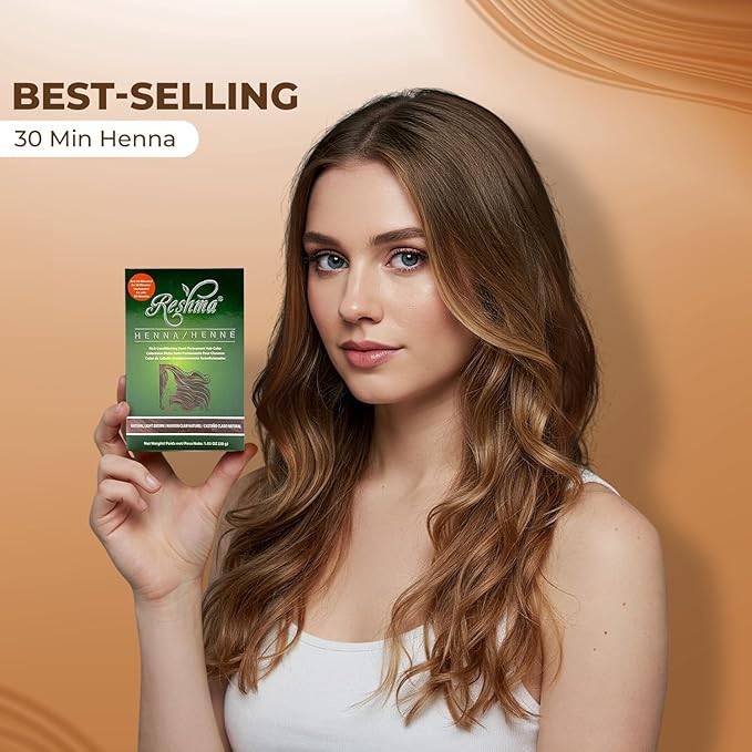 Reshma Beauty 30 Minute Henna Hair Color Infused with Organic Henna Lawsonia Inermis 100% Gray Coverage for Soft Shiny Hair Plant-Based Hair Dye?12.6 oz Pack of 12 (Light Brown)