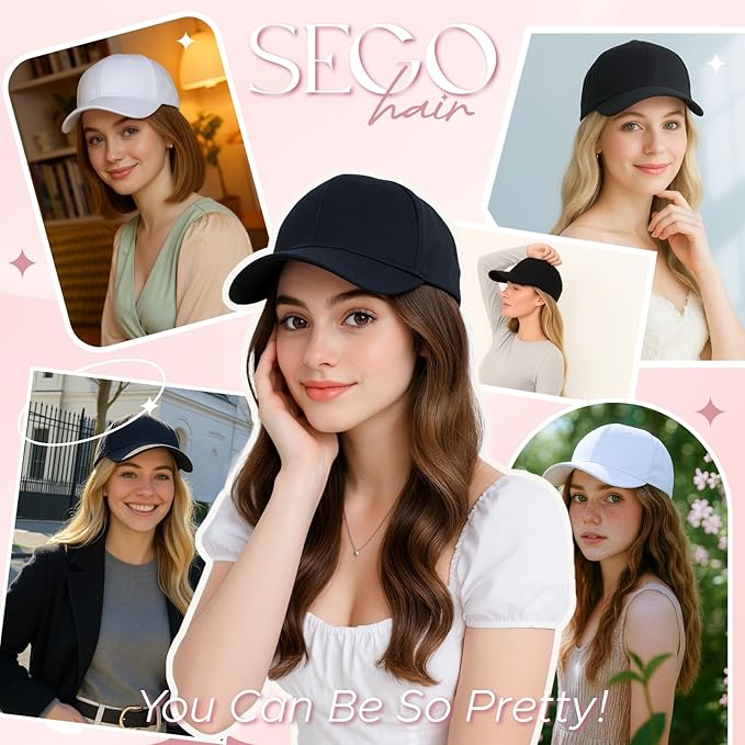 SEGO Hat Wig Hat with Hair Attached for Women White Baseball Cap with Hair Extensions Short Bob Baseball Cap Wig Adjustable Hats for Daily Party 6 Inch #10P22T Medium Brown Mix Dark Blonde