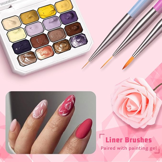 Sponge Pat Paint Nail Gel Ombre Nails Gradient Gel Nail Blush Blooming Aura Nails Drawing Stripper Floral Painting DIY Nail Art No Wipe UV/LED Curing (16 Colors K)